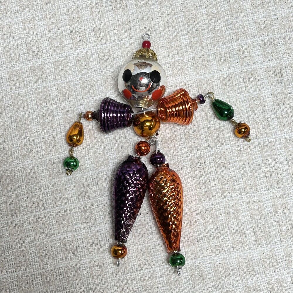 Christopher Radko Wiggle Man Ornament Orange Purple Green Retro glass READ